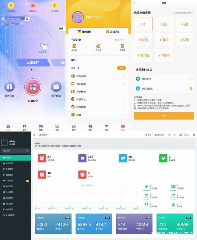 TP内核开发盲盒商城源码&对接易支付&阿里云短信&七牛云存储插图