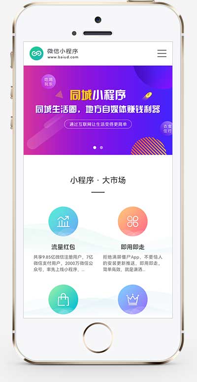 微信小程序开发代理展示销售(PC+WAP)&pbootcms网站模板/软件开发公司网站源码插图1