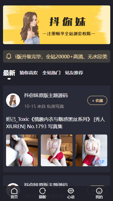 最新抖你妹源码仿抖音模式套图SEO源码wordpress图片主题插图