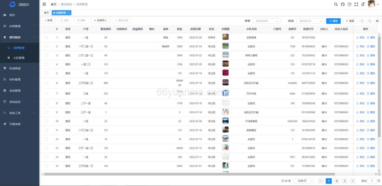 基于uniapp+若依开发租房租凭出租小程序 带系统后台插图6
