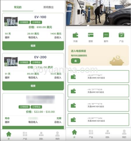 最新海外新能源充电桩共享投资源码 充电桩理财投资源码 租赁投资源码插图