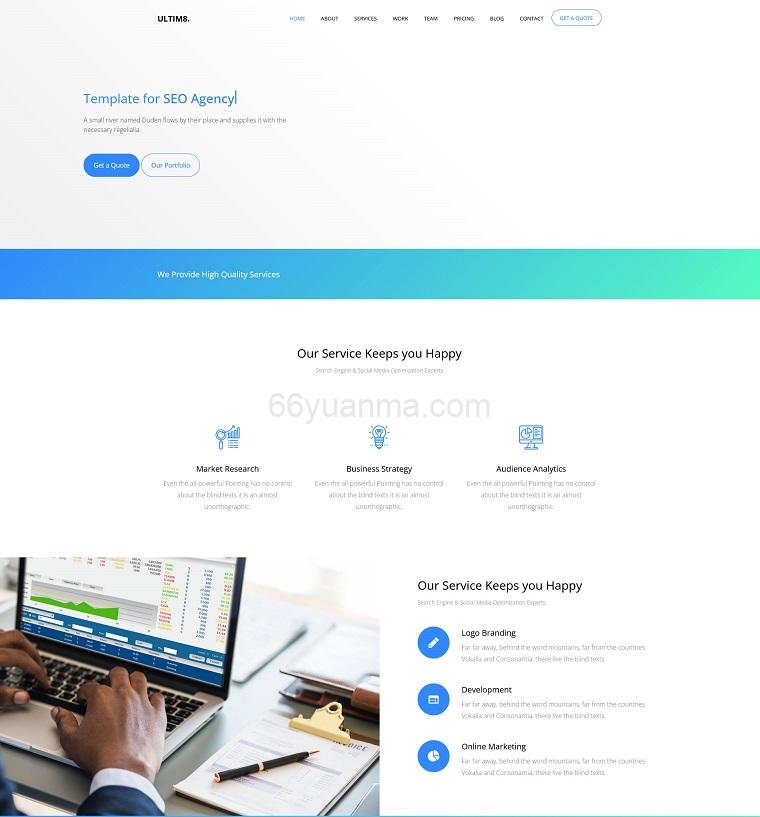 社交媒体优化服务Bootstrap4模板源码插图