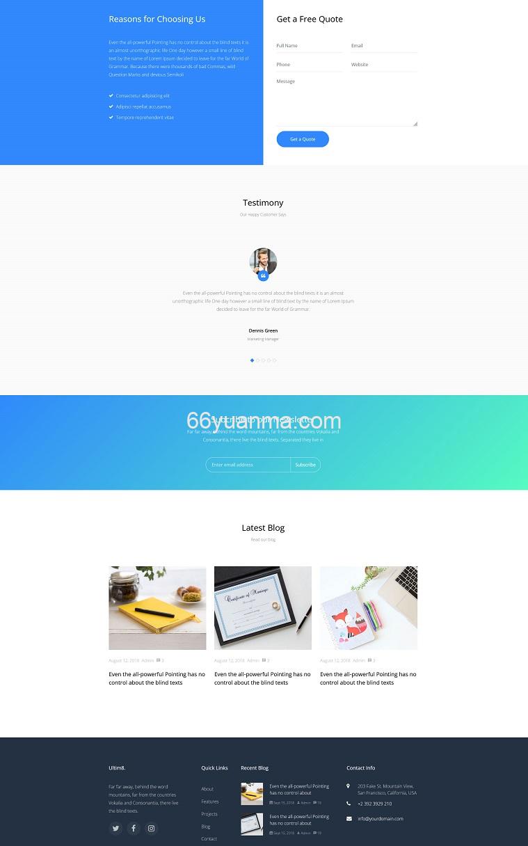 社交媒体优化服务Bootstrap4模板源码插图2