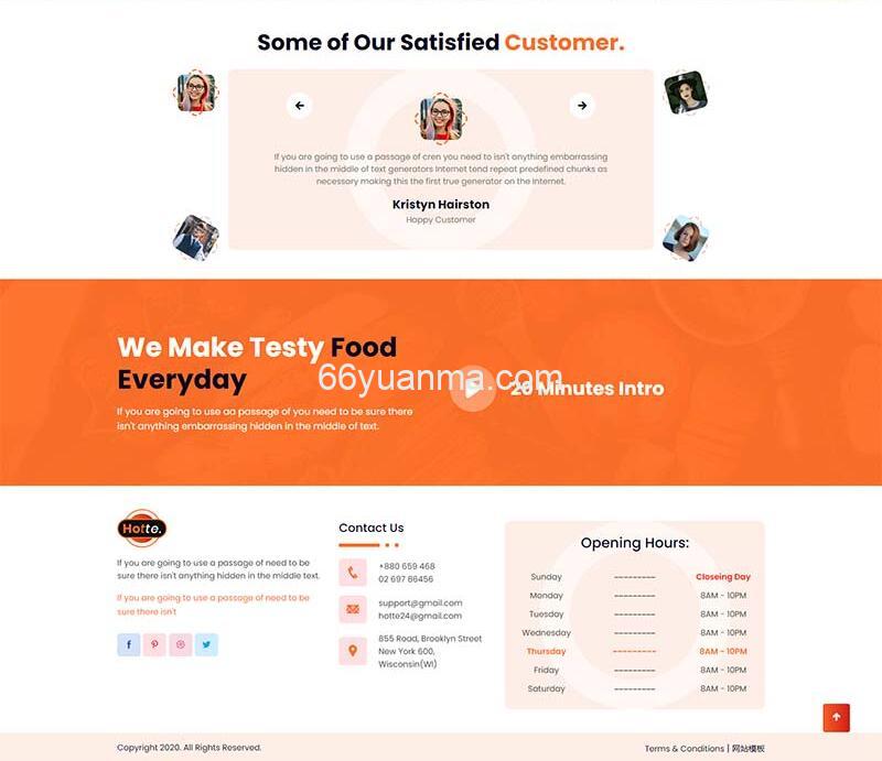 全新HTML5快餐美食餐饮网站模板源码插图2