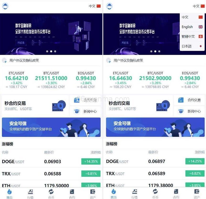 合约交易所源码 多语言交易所系统源码 币币交易 秒合约 支持BTC交易插图