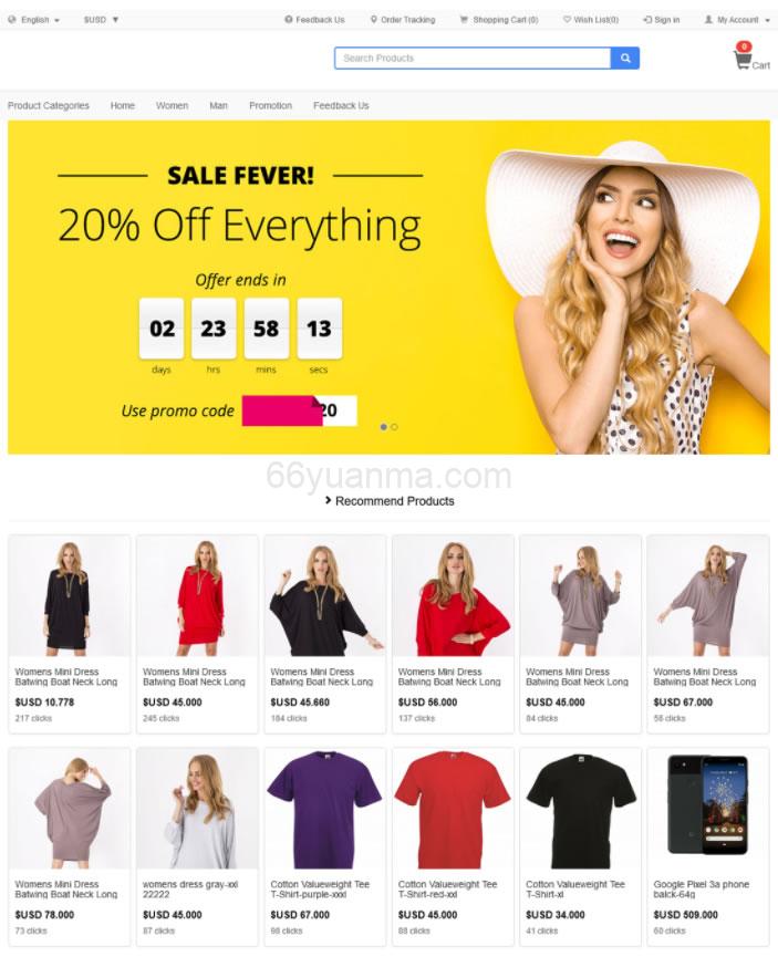 简洁美观的跨境电商网站平台国际商城 跨境电商源码 外贸销售贸易系统源码