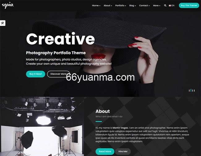黑色大气摄影作品展示网站html5模板